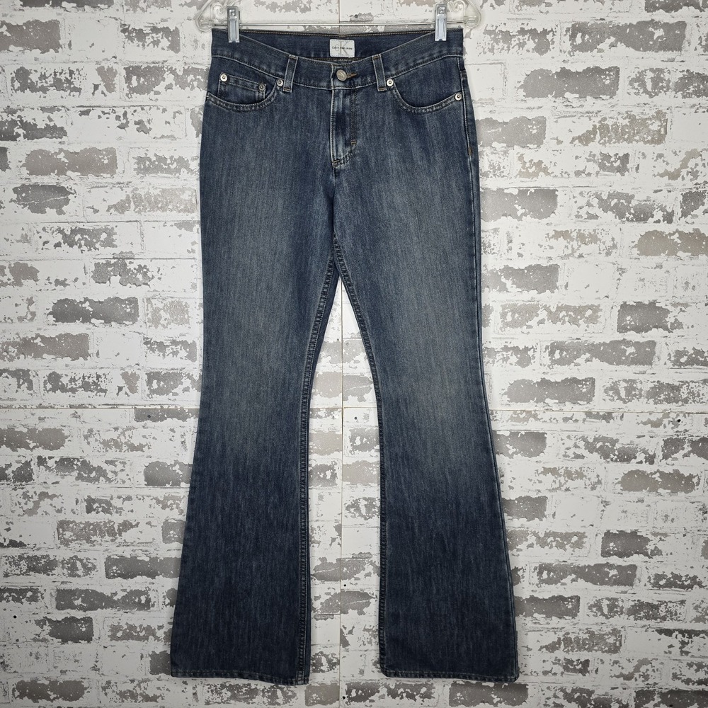 Calvin Klein Jeans Womens 28 Low Rise Flare Leg Antique Sandblast Wash Blue Boho
